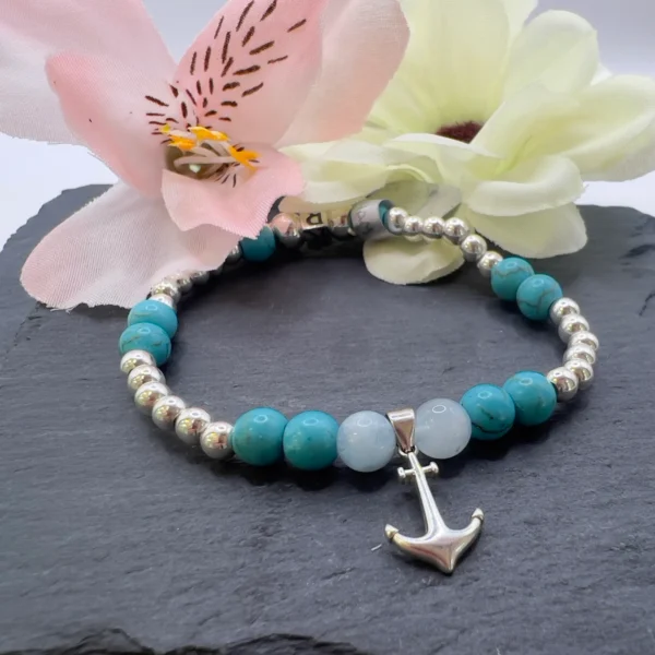 Blue Bead Anchor Bracelet