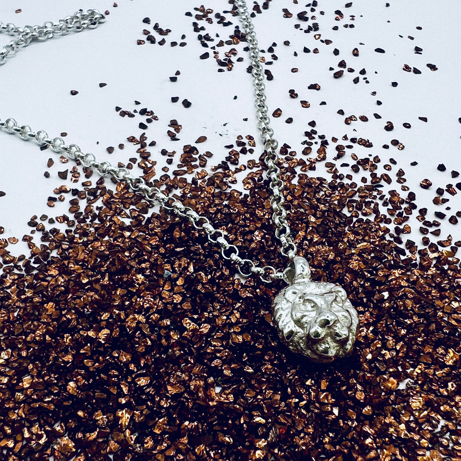 Silver Necklace Lion Head