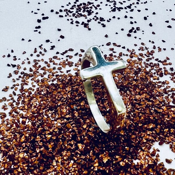 Silver Sideway Cross Ring